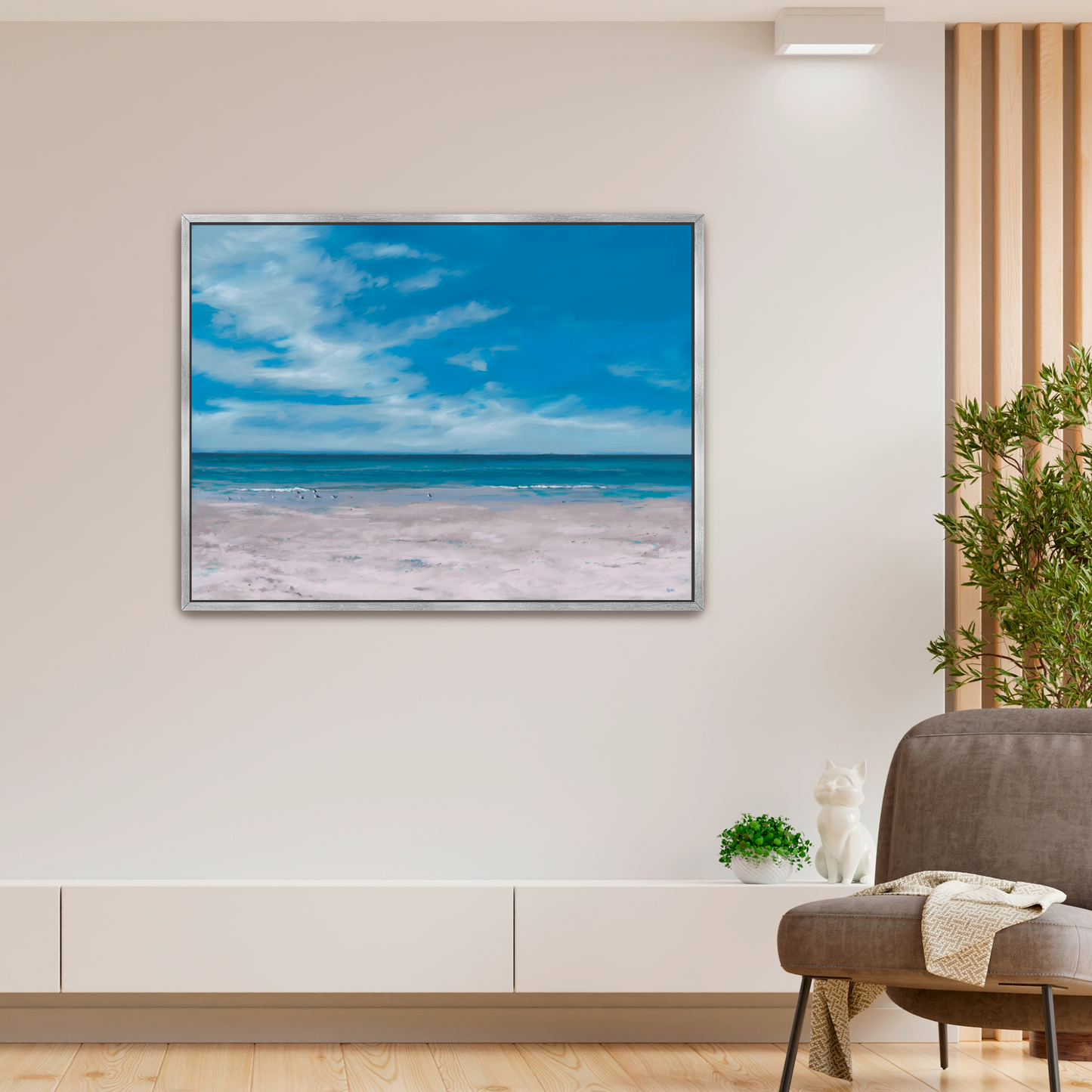 Gallery Framed artwork ‘Peace at Beach’ by artist Liam Hone (Large 30”x40” size)